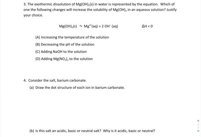 The exothermic dissolution of mg oh 2